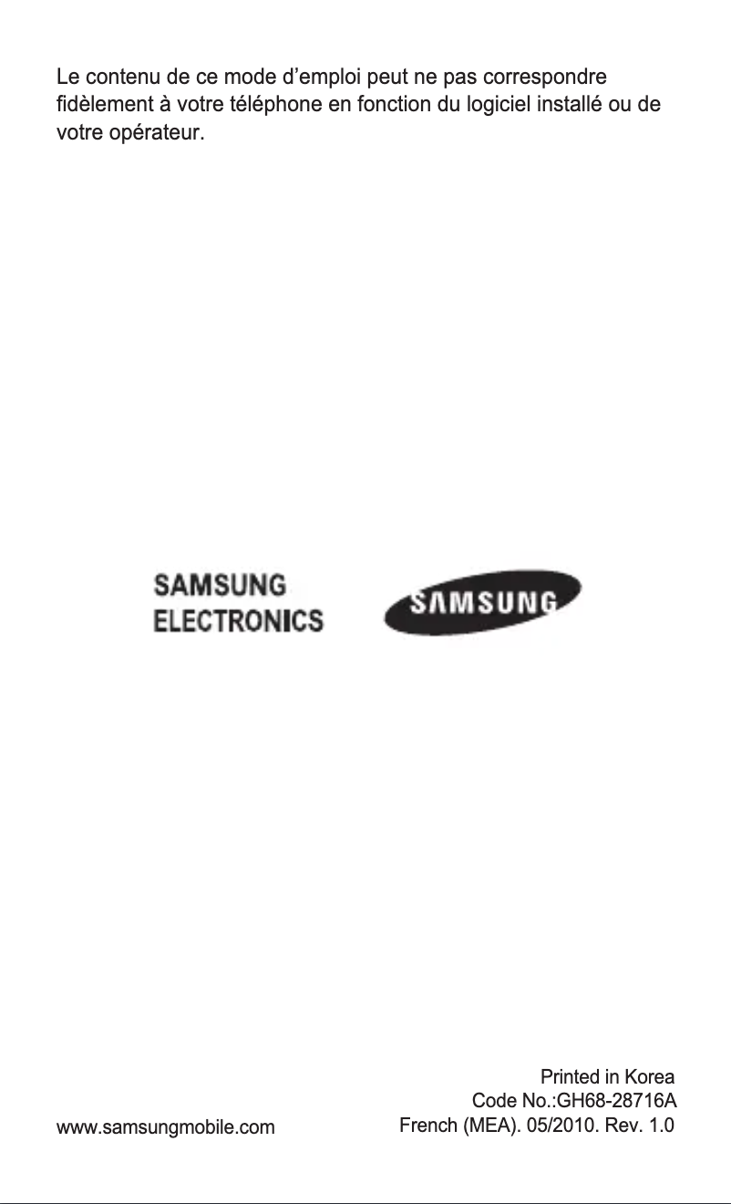 Image de la première page du manuel de l'appareil GT-E2121