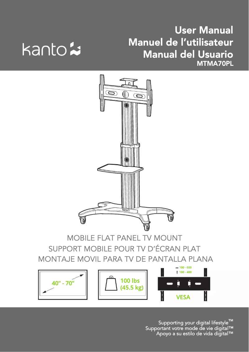 Page 1 de la notice Manuel utilisateur Kanto MTMA70PL