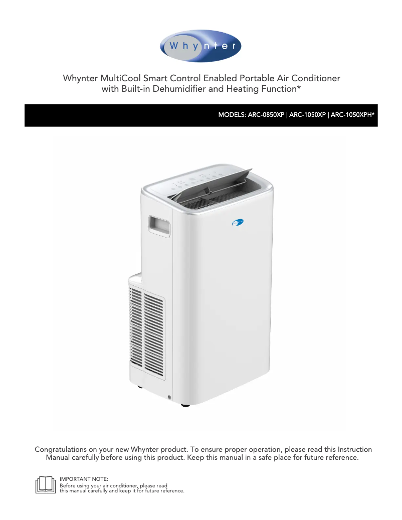 Page 1 de la notice Manuel utilisateur Whynter ARC-1050XPH