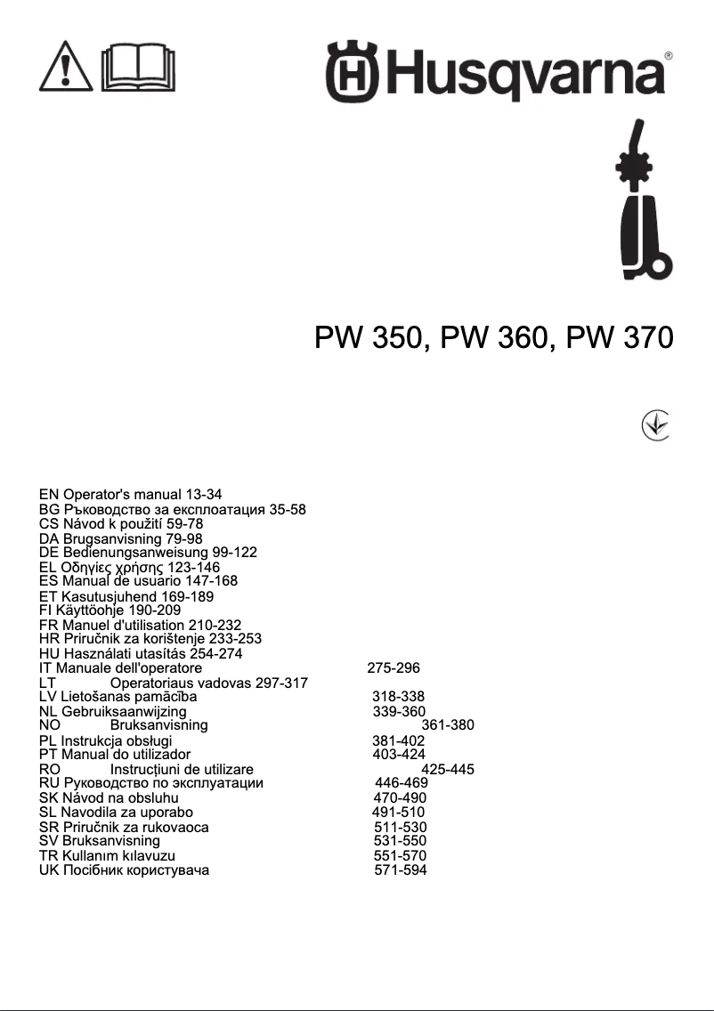 Imagen de la primera página del manual del dispositivo PW 350