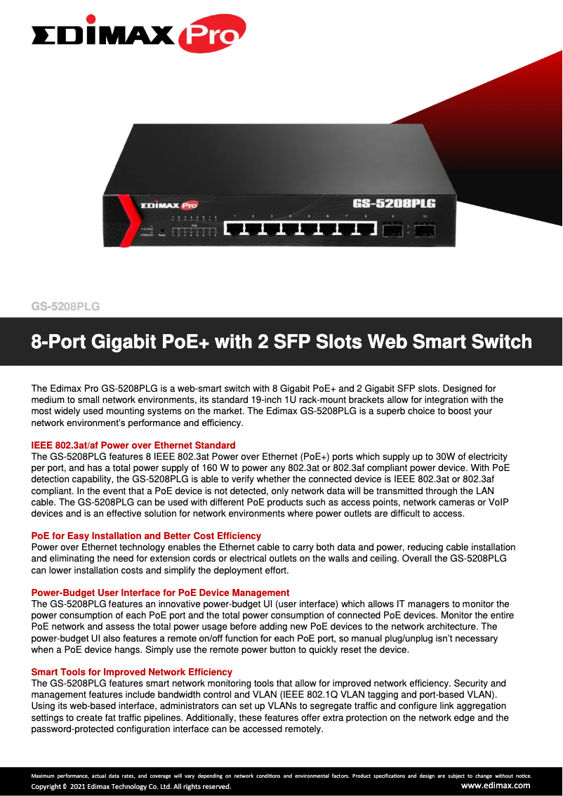 Image de la première page du manuel de l'appareil GS-5208PLG