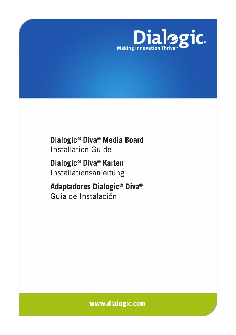 Page 1 de la notice Manuel utilisateur Dialogic Diva 4BRI-8