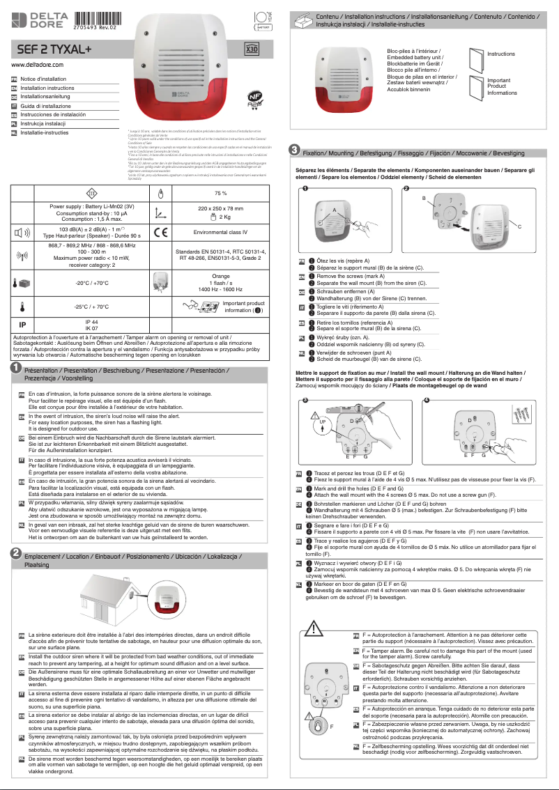 Page 1 de la notice Manuel utilisateur Delta Dore Tyxal+ SEF2