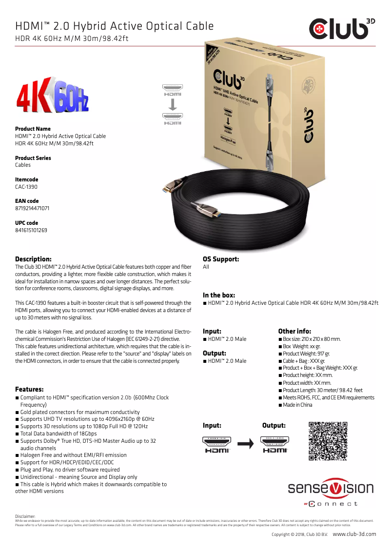 Page 1 de la notice Manuel utilisateur CLUB3D CAC-1390