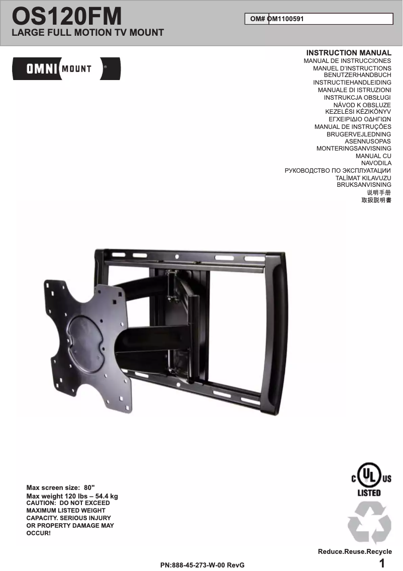 Page n°1 - Manuel utilisateur OmniMount OS120FM