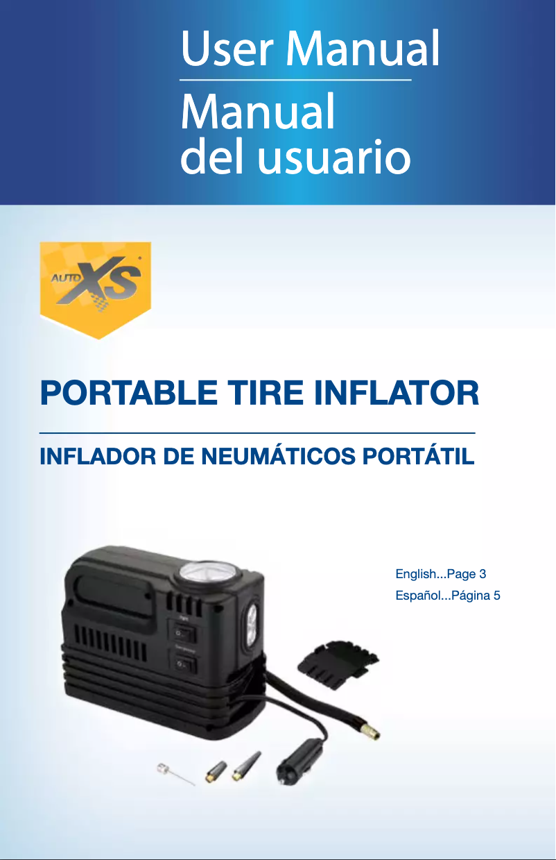 Page 1 de la notice Manuel utilisateur Auto XS Portable Tire Inflator