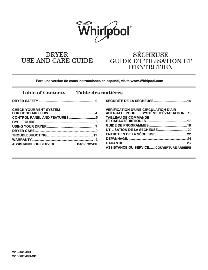 Image de la première page du manuel de l'appareil Cabrio WED5800BC