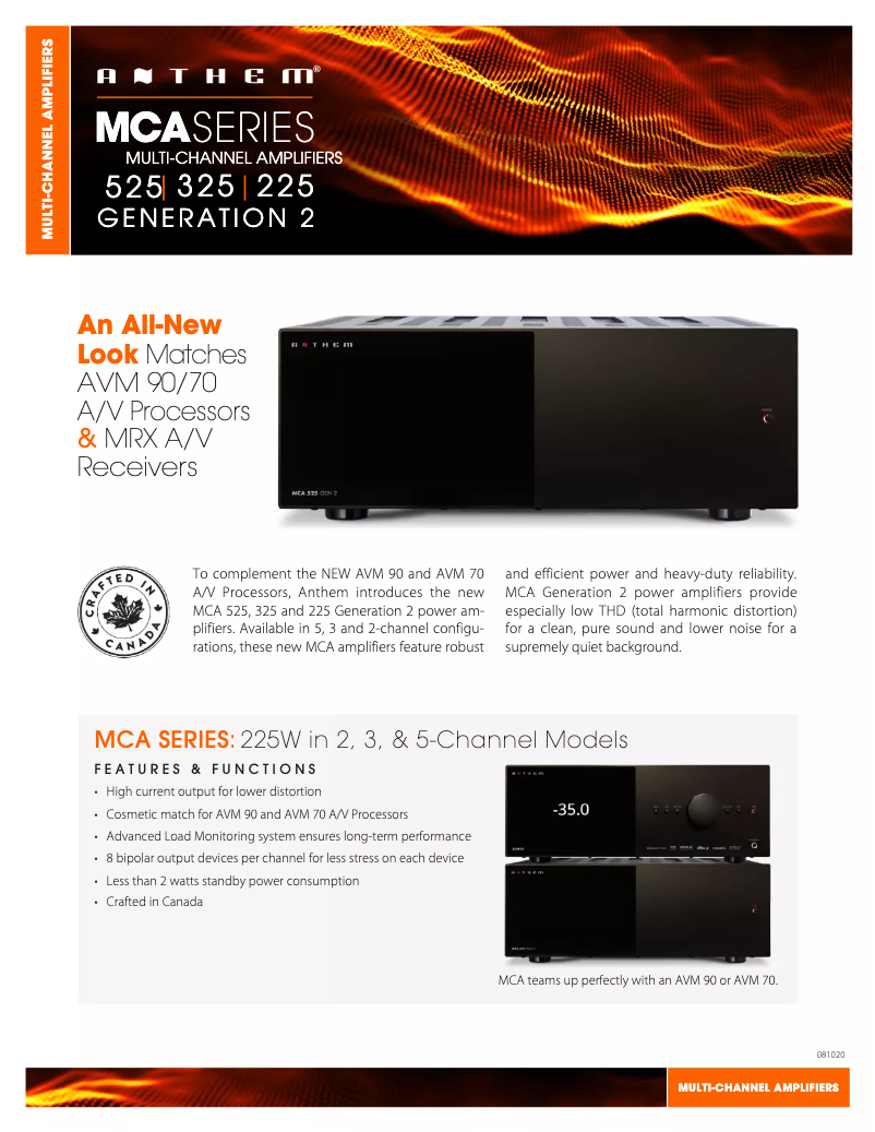 Page 1 de la notice Fiche technique Anthem MCA 325