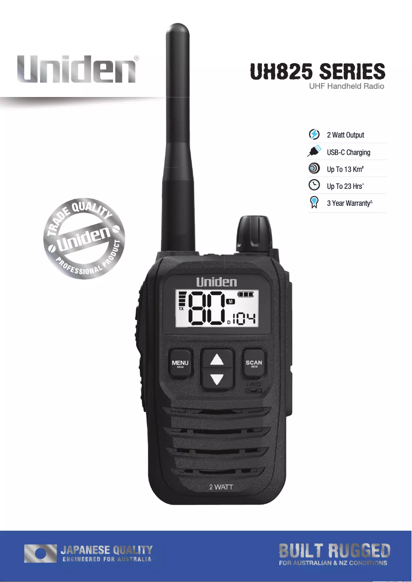 Page 1 de la notice Brochure Uniden UH825-2TP