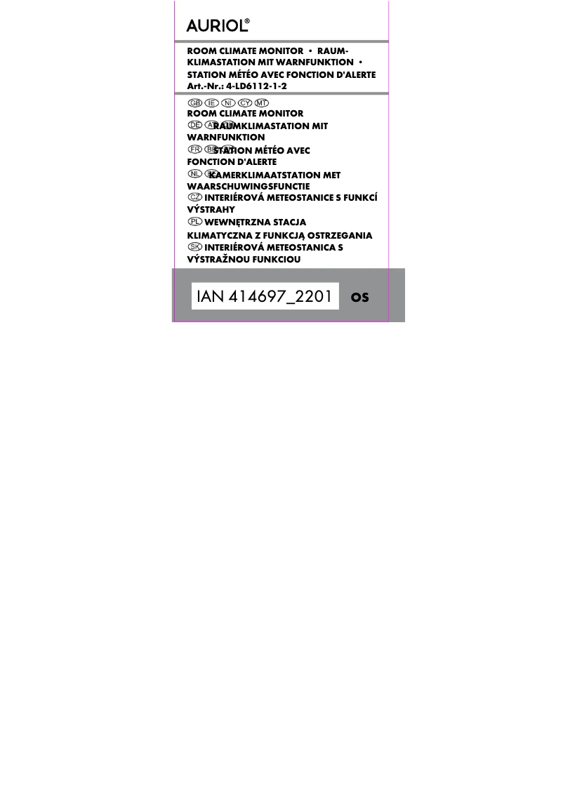 Page 1 de la notice Manuel utilisateur Auriol IAN 414697