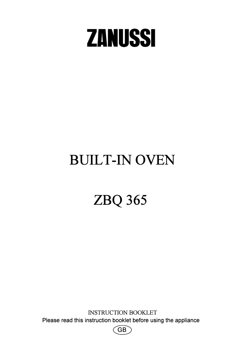 Page 1 de la notice Manuel utilisateur Zanussi ZBQ365N