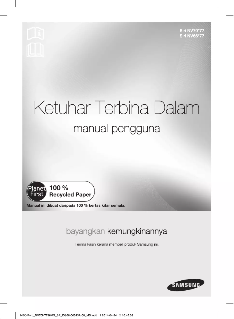 Page 1 de la notice Manuel utilisateur Samsung NV70H7796MS