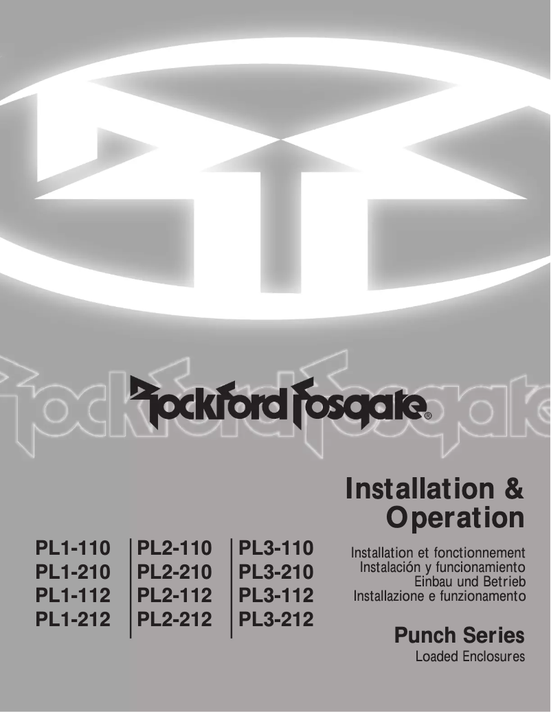 Page n°1 - Manuel utilisateur Rockford Fosgate Punch PL1-110