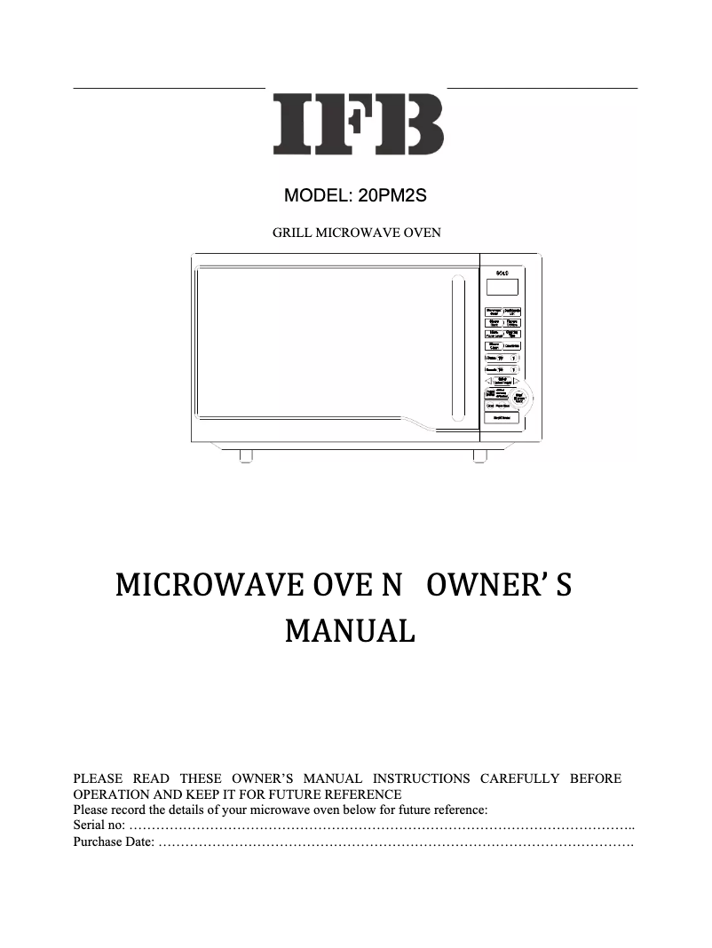 Page 1 de la notice Manuel utilisateur IFB 20PM2S