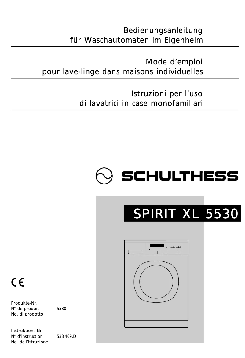 Page n°1 - Manuel utilisateur Schulthess Spirit XL 5530