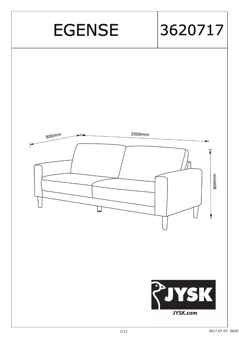 Page n°1 - Manuel utilisateur JYSK Egense (200x80x80)