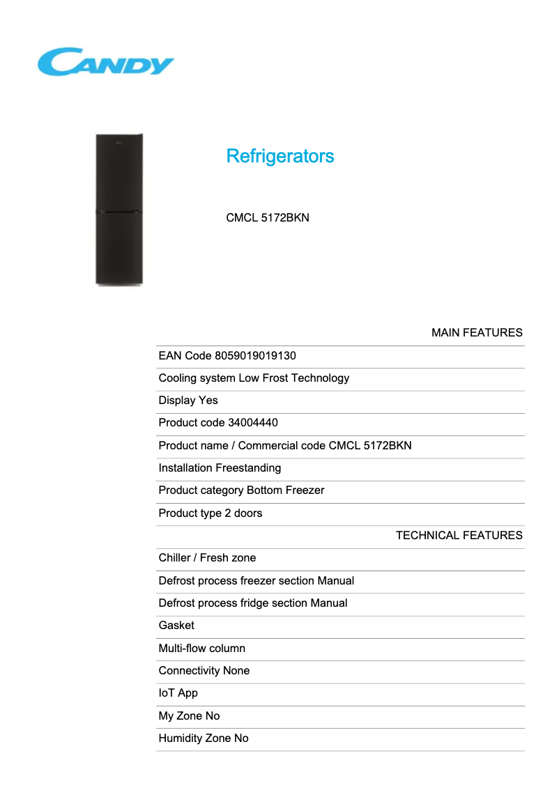 Image de la première page du manuel de l'appareil CMCL 5172BKN