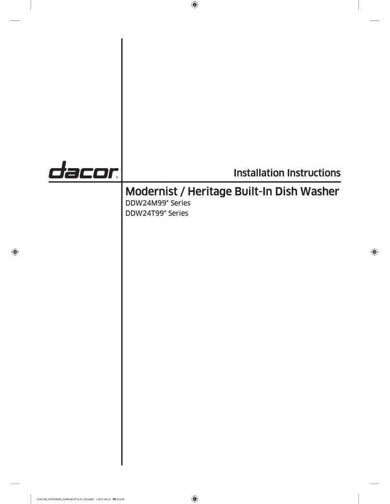 Page 1 de la notice Guide d'installation Dacor Modernist DDW24T999BB