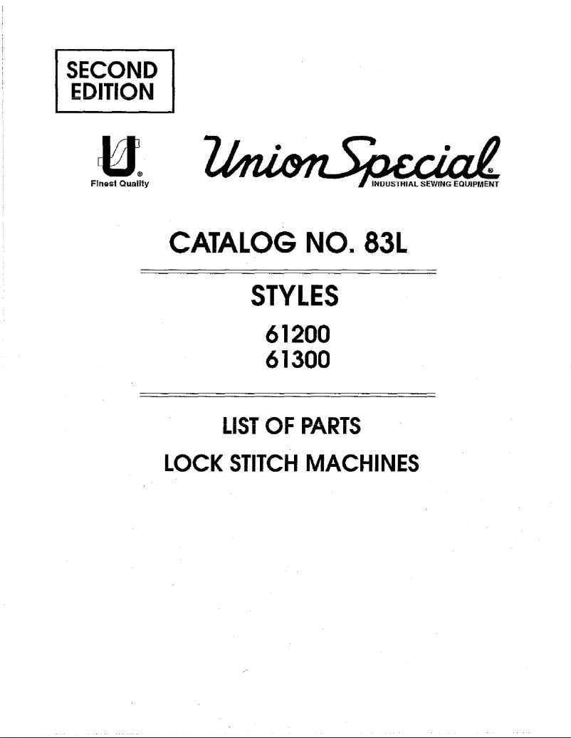 Page n°1 - Manuel utilisateur Union Special 61300