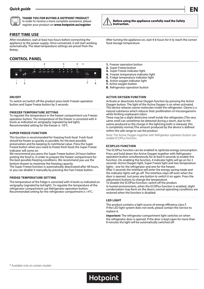 Page n°1 - Manuel utilisateur Hotpoint H7X 83A W