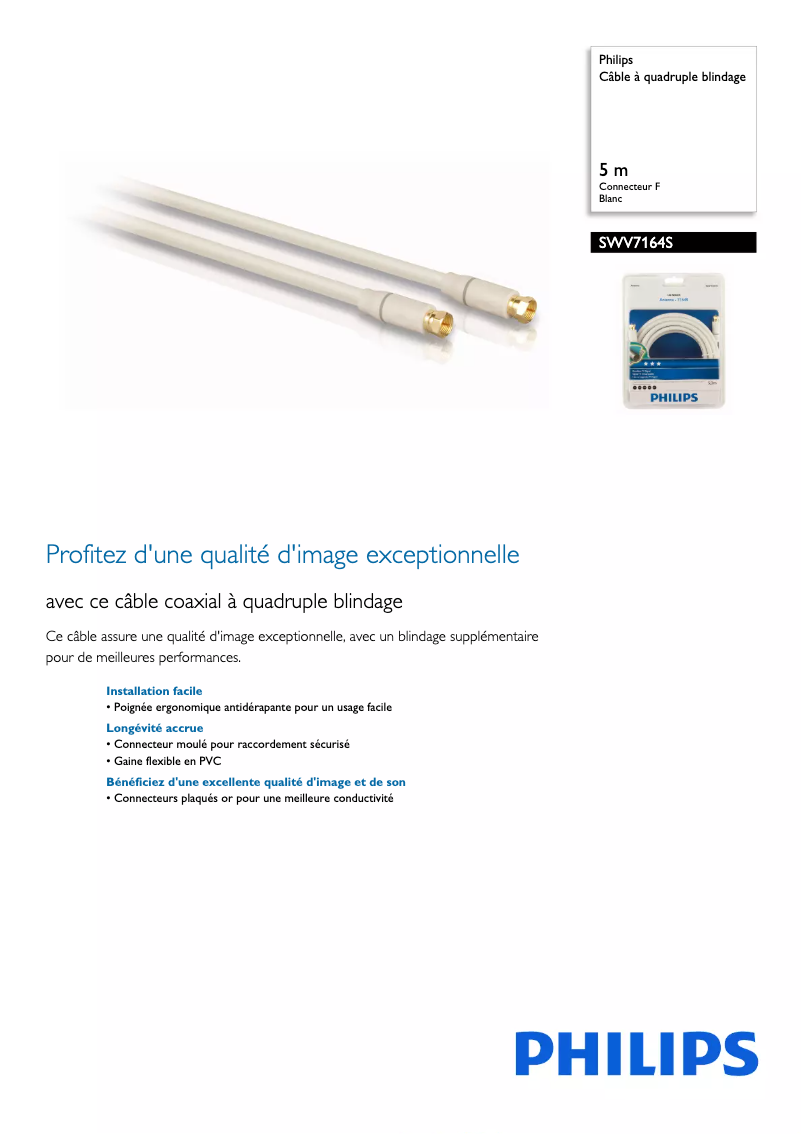 Page 1 de la notice Fiche technique Philips SWV7164S