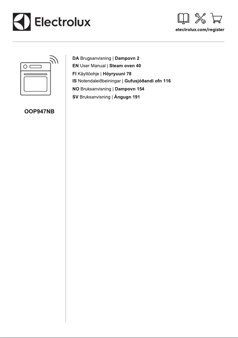Page 1 de la notice Manuel utilisateur Electrolux OOP947NB