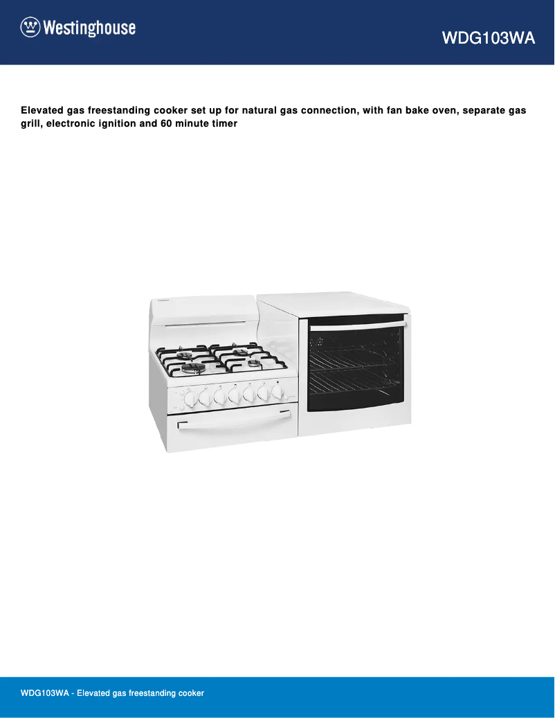 Page n°1 - Fiche technique Westinghouse WDG103WA