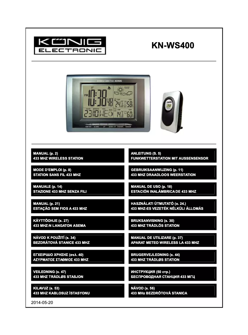 Imagen de la primera página del manual del dispositivo KN-WS400