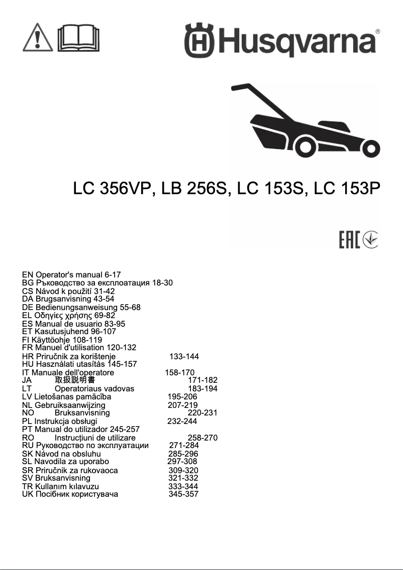 Page n°1 - Manuel utilisateur Husqvarna LC 153S