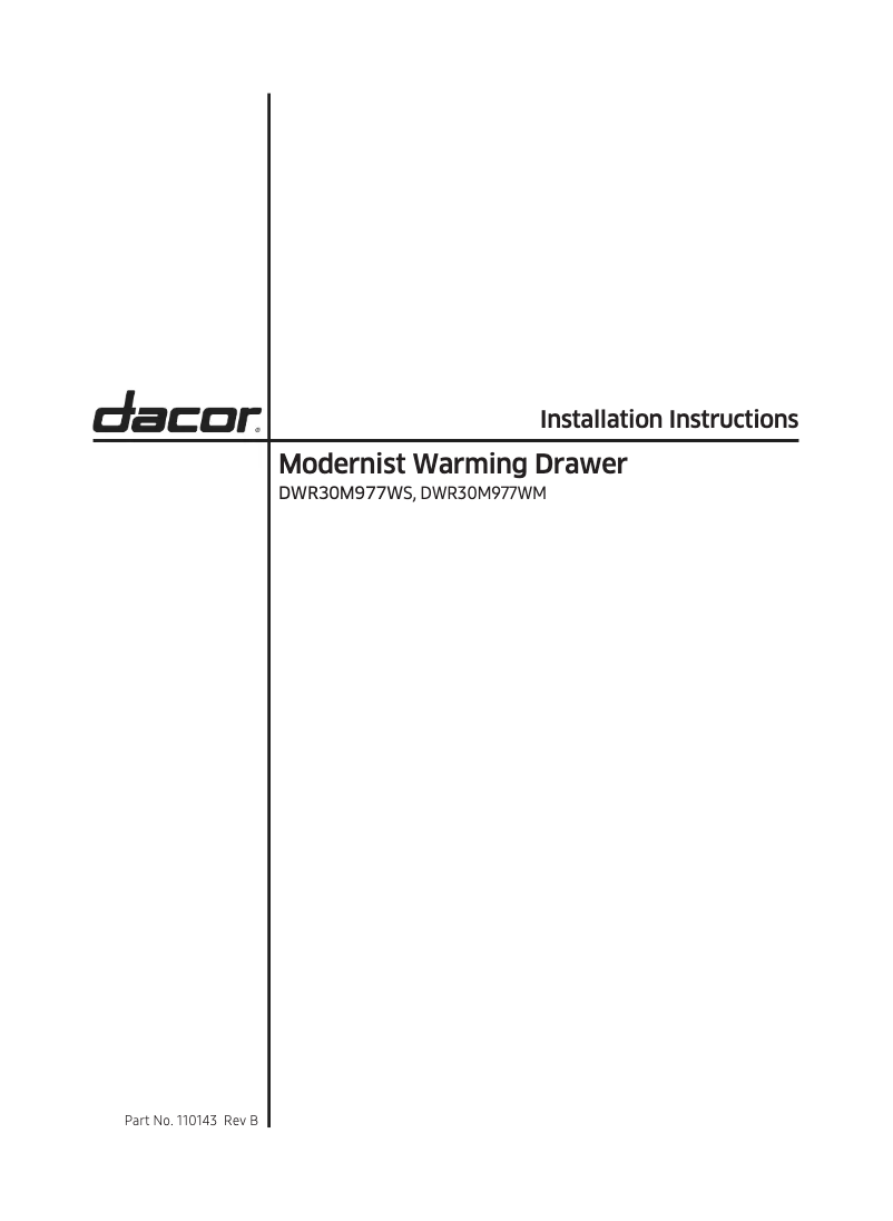 Image de la première page du manuel de l'appareil Modernist DWR30M977WIS