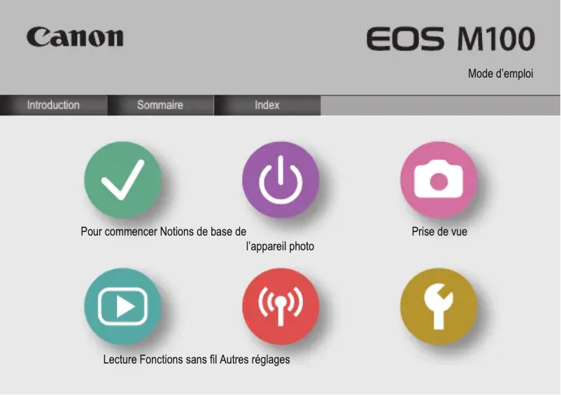 Page 1 de la notice Manuel utilisateur Canon EOS M100