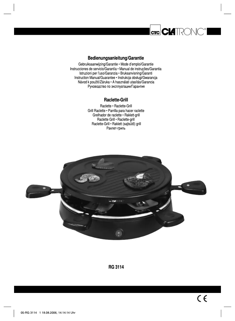 Page 1 de la notice Manuel utilisateur Clatronic RG 3114