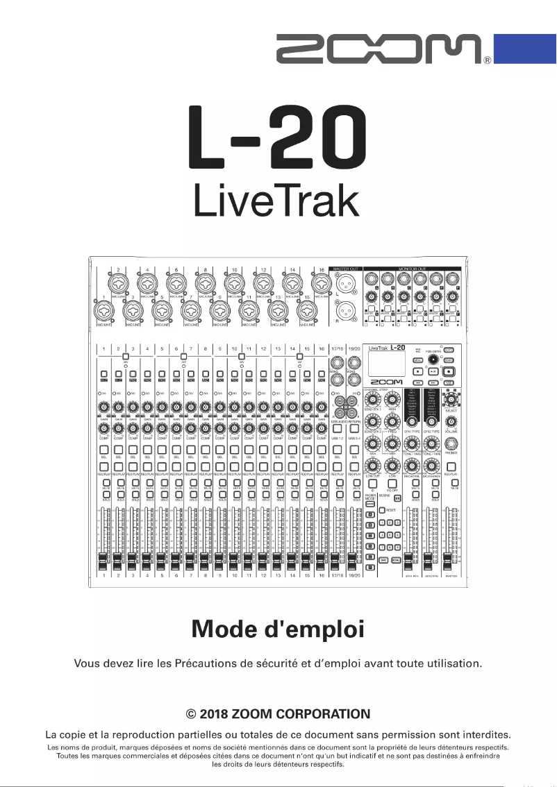Page n°1 - Manuel utilisateur Zoom LiveTrak L-20