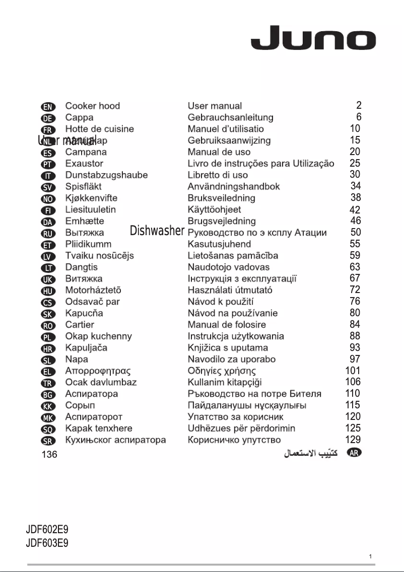 Page 1 de la notice Manuel utilisateur Juno JDF602E9