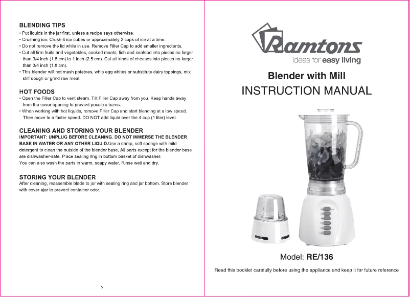 Página 1 del manual Manual de usuario Ramtons RE/136