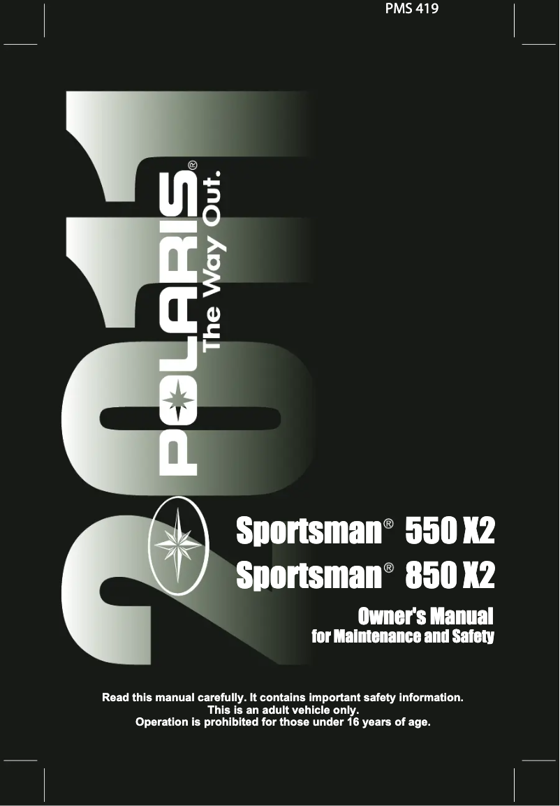 Image de la première page du manuel de l'appareil Sportsman 550 X2 (2011)