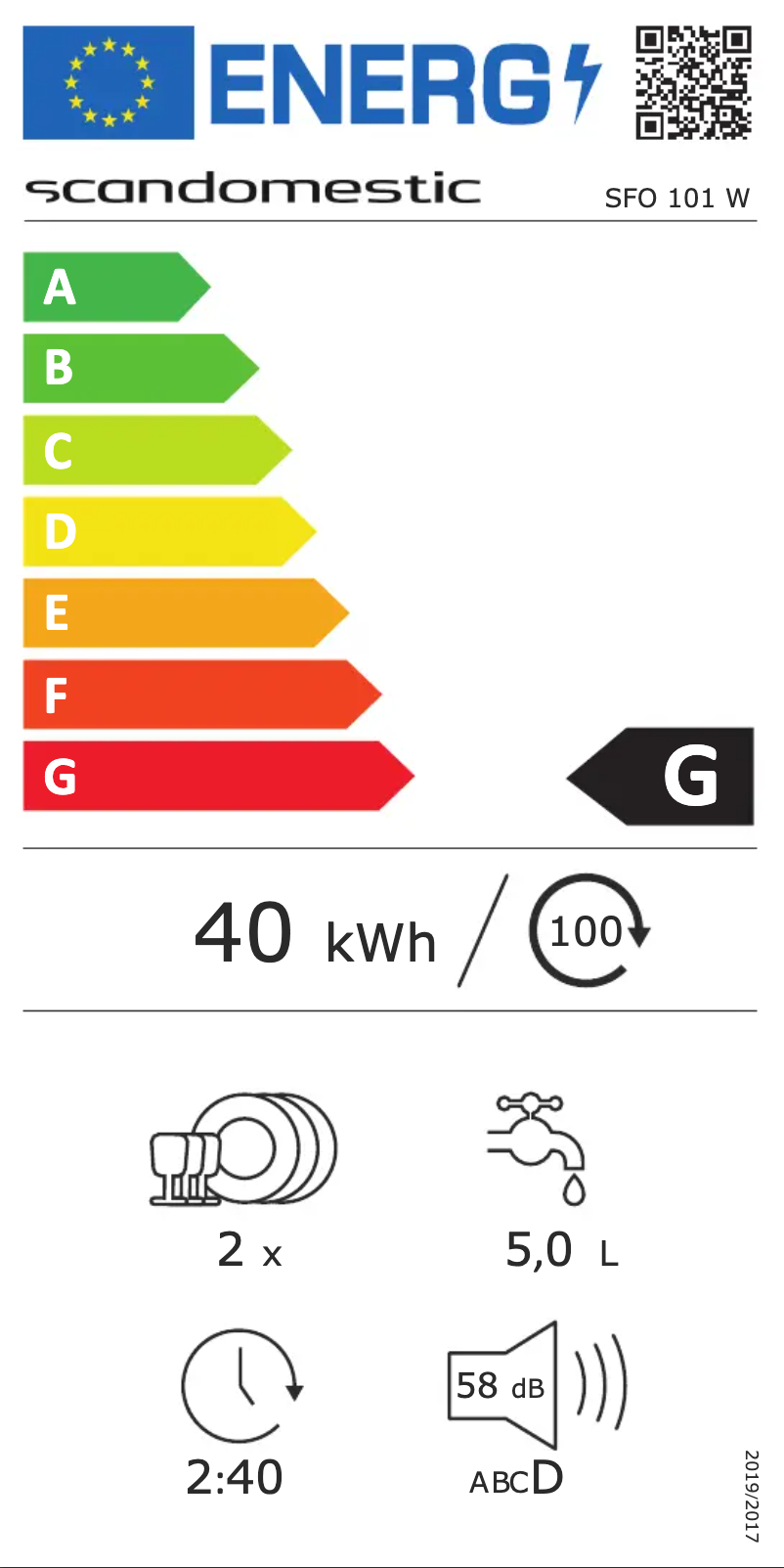 Page n°1 - Label énergétique Scandomestic SFO 101 W