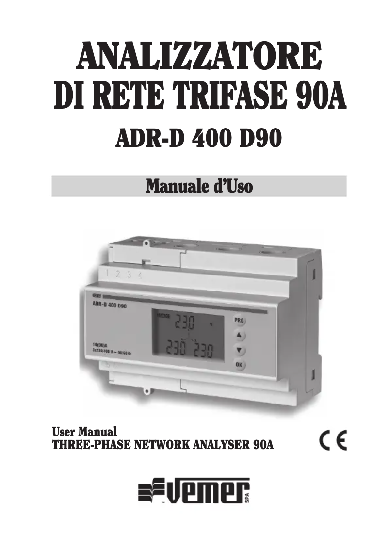 Page n°1 - Manuel utilisateur Vemer ADR-D 400 D90