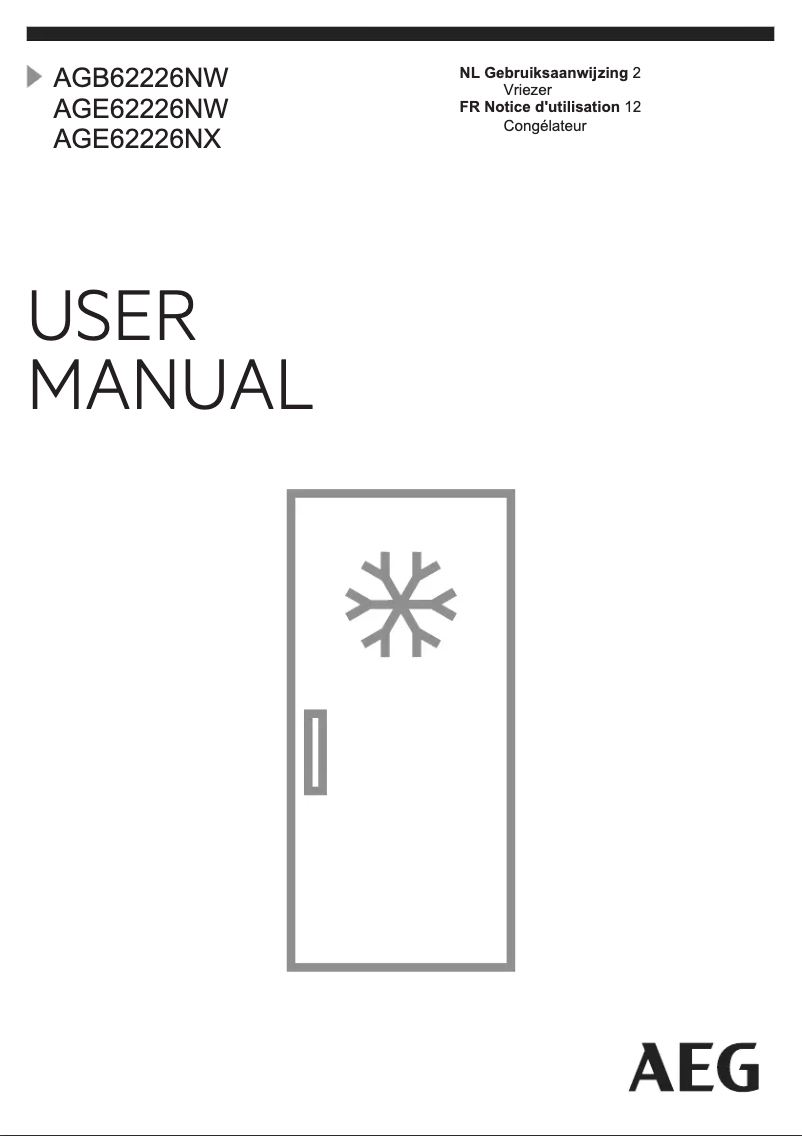 Page 1 de la notice Manuel utilisateur AEG AGE62226NW