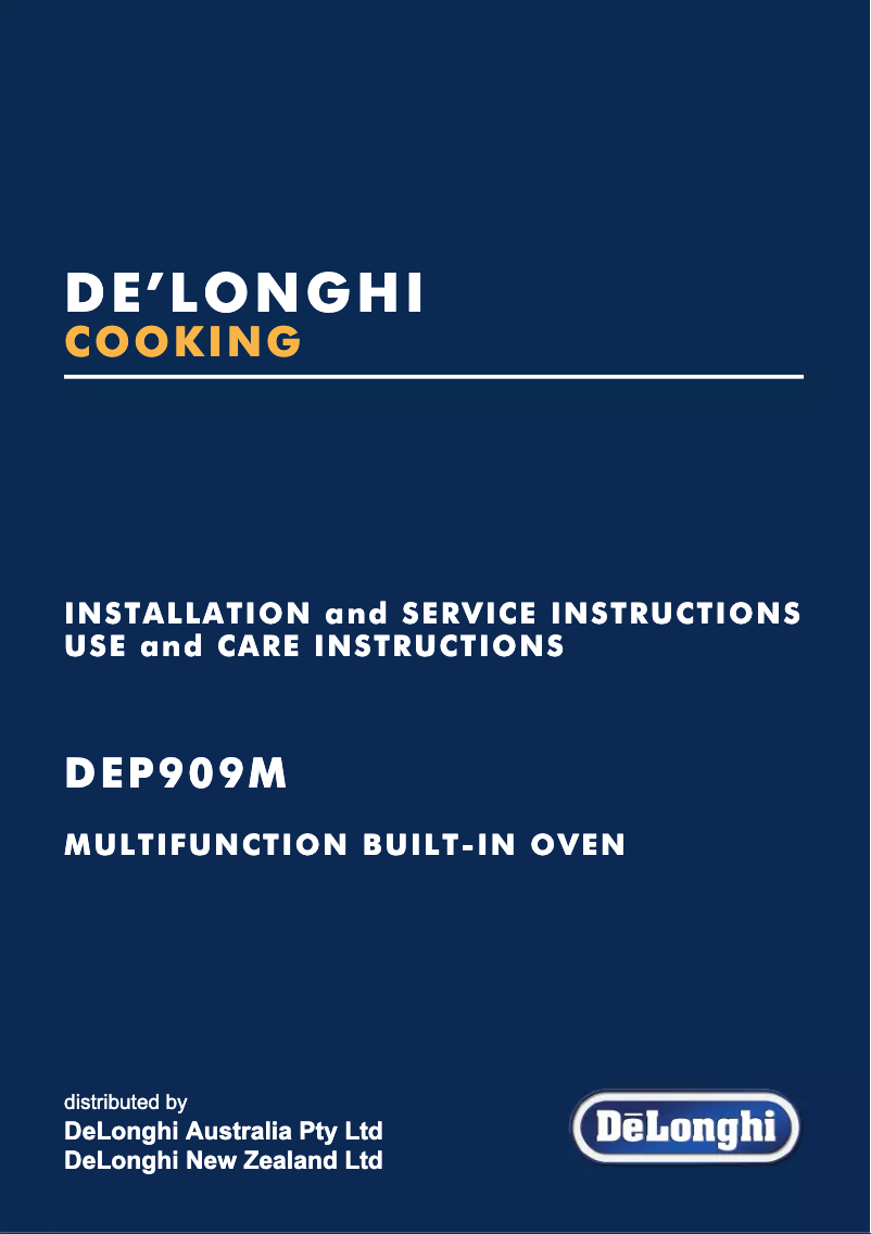 Page 1 de la notice Manuel utilisateur DeLonghi DEP909M