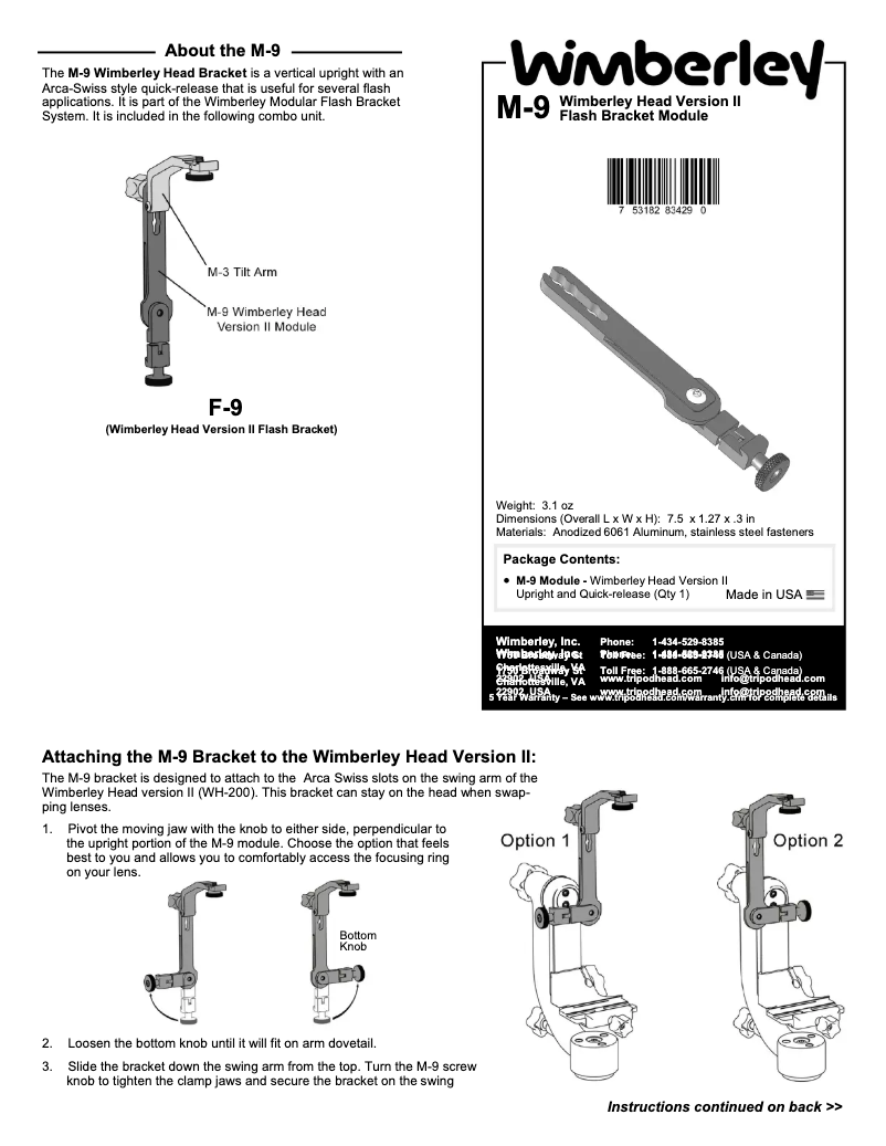Imagen de la primera página del manual del dispositivo M-9