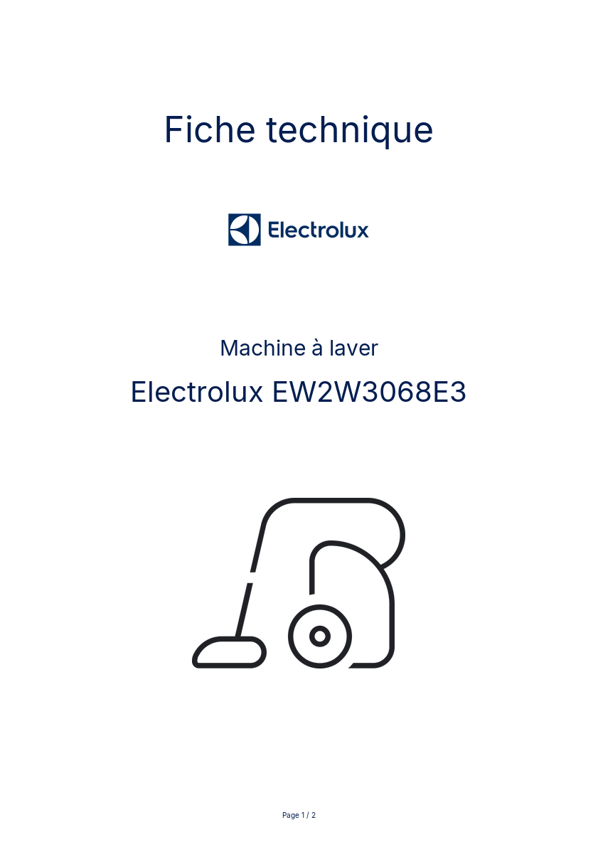 Image de la première page du manuel de l'appareil EW2W3068E3
