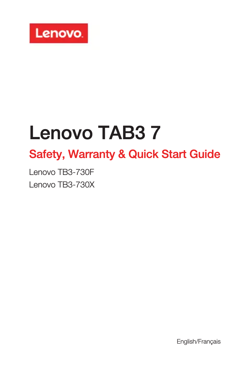 Page n°1 - Manuel utilisateur Lenovo Tab 3