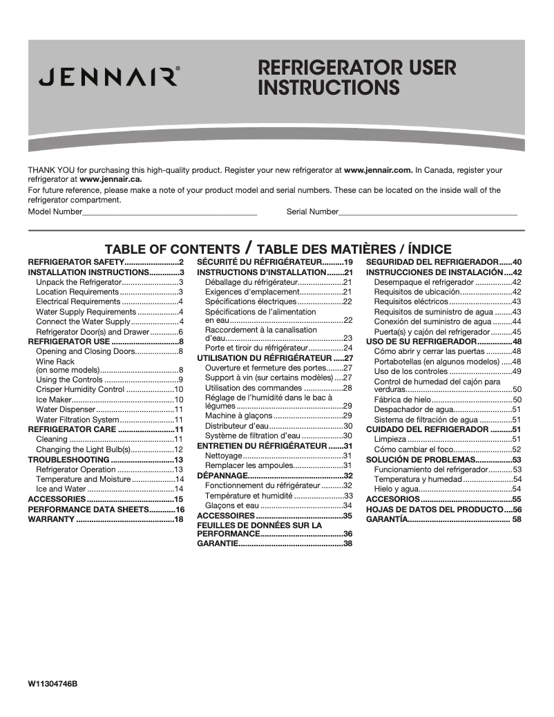 Page 1 de la notice Manuel utilisateur JennAir JFC2290REY