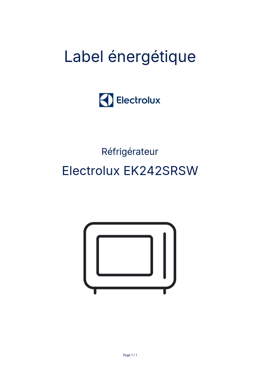 Image de la première page du manuel de l'appareil EK242SRSW