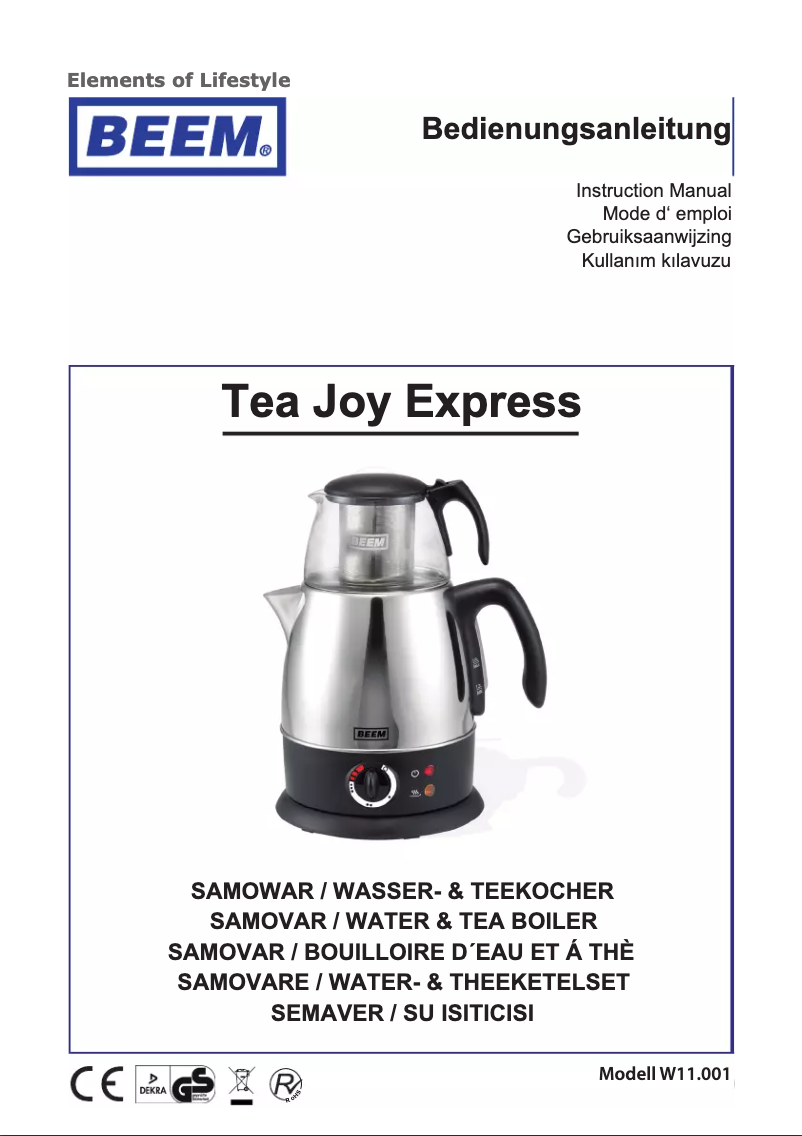 Page n°1 - Manuel utilisateur BEEM Tea Joy Express W11.001