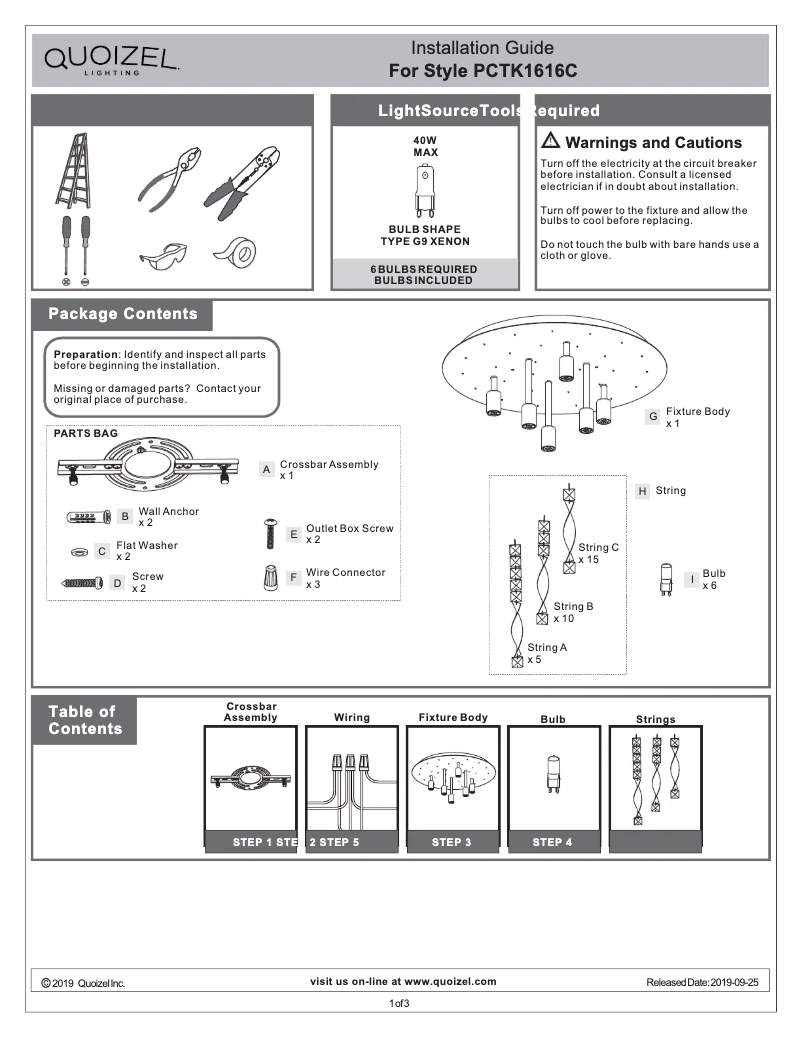 Page n°1 - Manuel utilisateur Quoizel Twinkle PCTK1616C