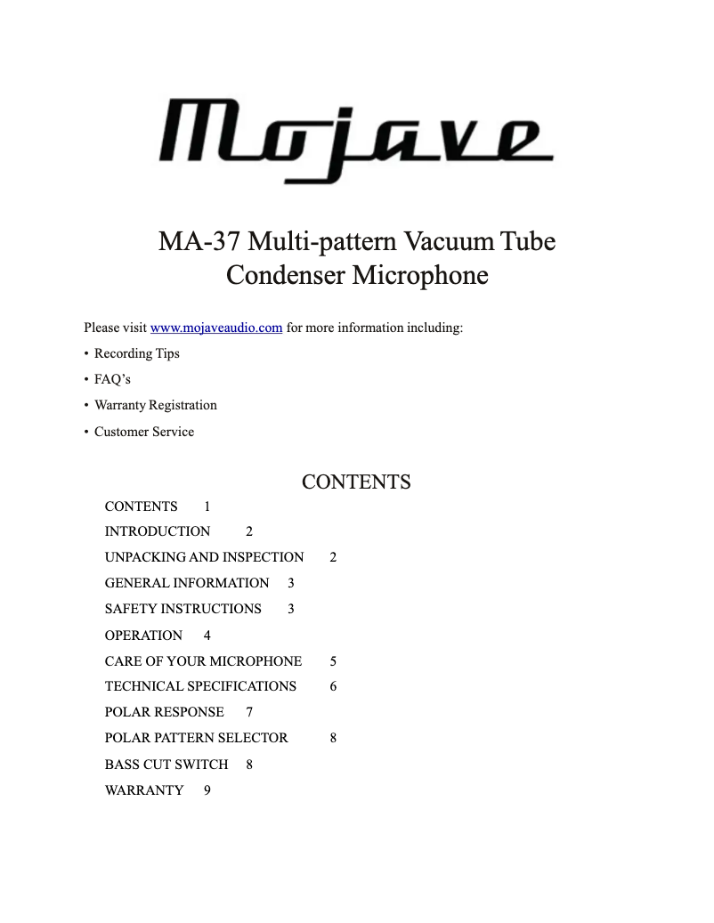 Imagen de la primera página del manual del dispositivo MA-37