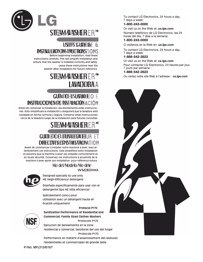 Image de la première page du manuel de l'appareil WM2801HLA