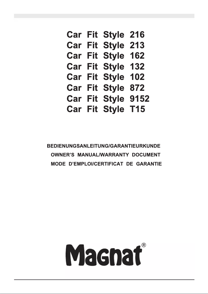 Page 1 de la notice Manuel utilisateur Magnat Car Fit Style 9152